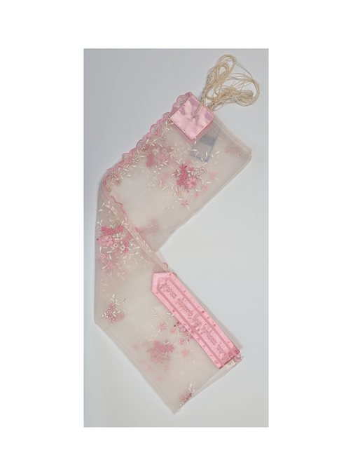 Tallit Set Pink Flowers, Sheer, Women's