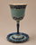 Ornate Blue & Sage Kiddush Cup with Matching Saucer