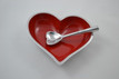 Red heart dish with heart spoon in metal by Inspired Generations