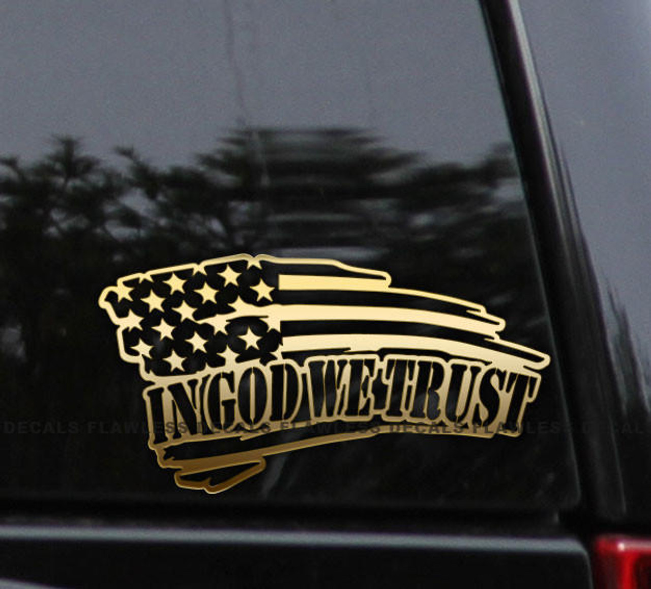 In God We Trust Distressed American Flag Vinyl Decal Sticker