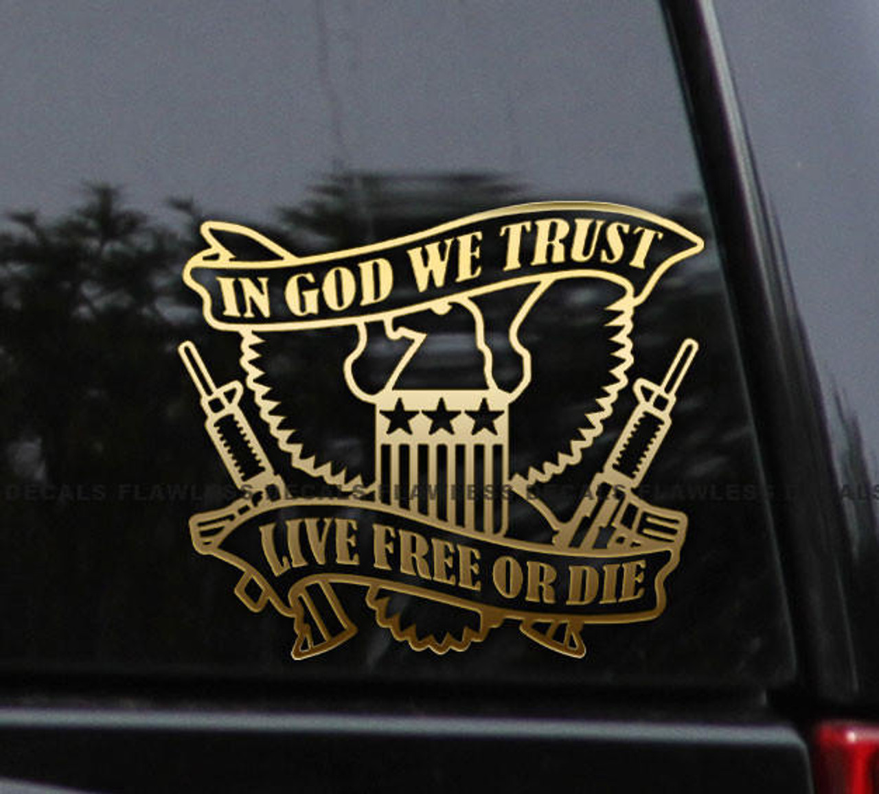 In God We Trust Distressed American Flag Vinyl Decal Sticker