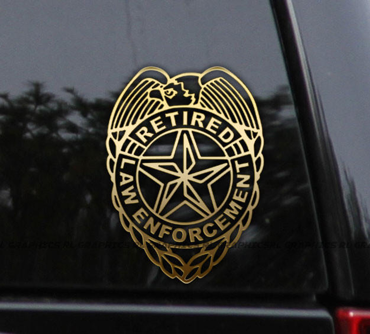 Police Badge Golden Car Bumper Sticker Decal