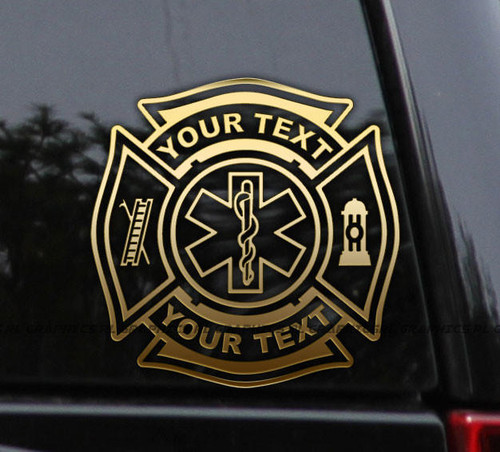 Flawless Vinyl Decal Stickers EMT Firefighter Custom Top Bottom Text Decal Sticker