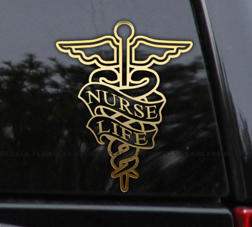 Flawless Vinyl Decal Stickers Nurse Life Caduceus Decal Sticker