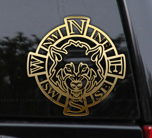Flawless Vinyl Decal Stickers Wolf Face Compass Decal Sticker