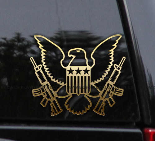Flawless Vinyl Decal Stickers Eagle with Rifles Decal Sticker