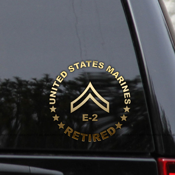 E-2 RETIRED Private First Class Rank Marines Vinyl Decal Sticker