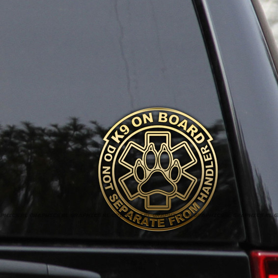  K9 ON BOARD "Do Not Separate from Handler" Vinyl Decal Sticker