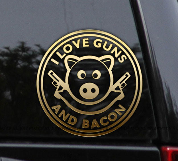 Flawless Vinyl Decal Stickers I Love Guns And Bacon Decal Sticker