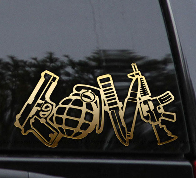 Flawless Vinyl Decal Stickers Love Guns Weapons Vinyl Decal Sticker