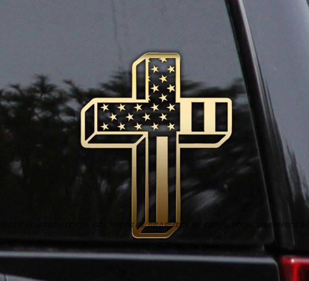 Flawless Vinyl Decal Stickers American Flag Cross Vinyl Decal Sticker