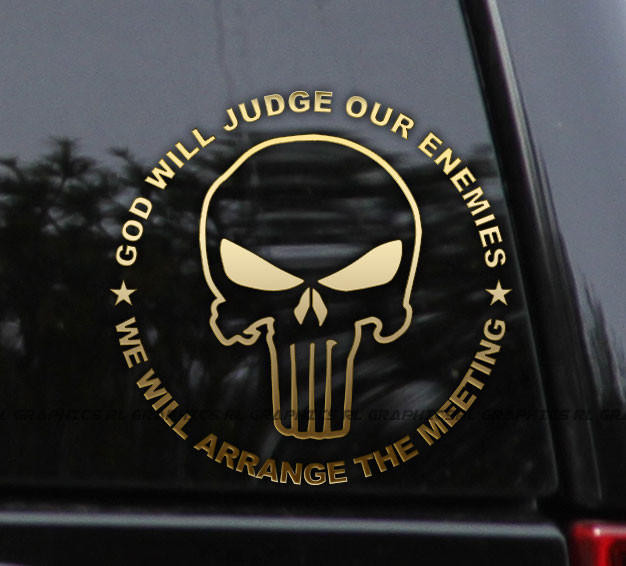 Flawless Vinyl Decal Stickers God Will Judge Our Enemies Punisher Decal Sticker 