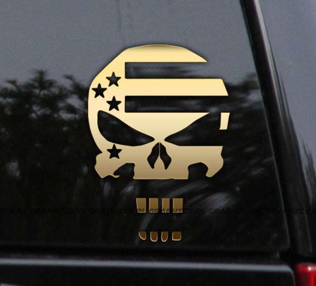 Flawless Vinyl Decal Stickers Punisher Skull American Flag Decal Sticker