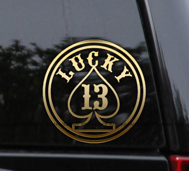 Flawless Vinyl Decal Stickers Lucky 13 Spade Vinyl Decal Sticker