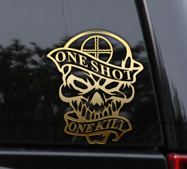 Flawless Vinyl Decal Stickers One Shot One Kill Sniper Skull Decal Sticker