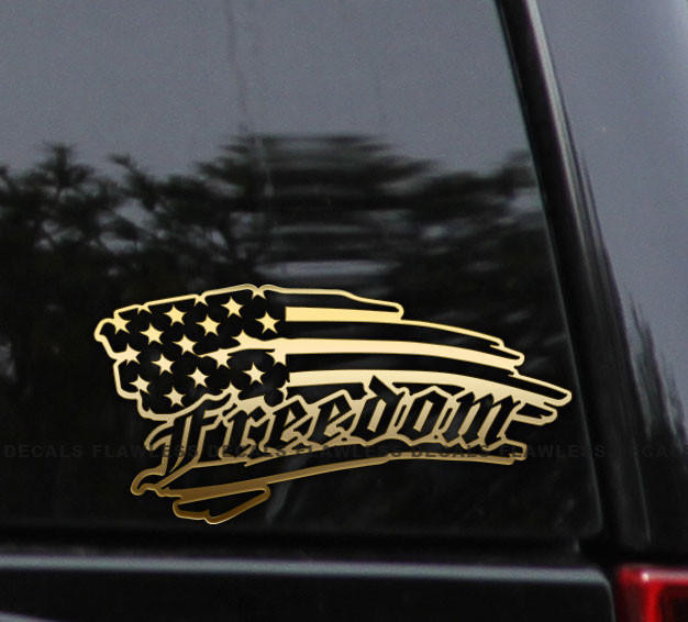 Flawless Vinyl Decal Stickers Freedom Distressed American Flag Decal Sticker