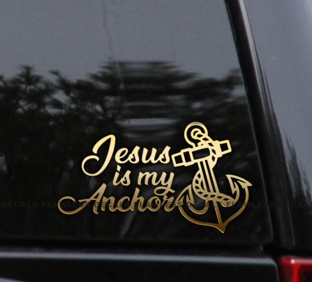 Flawless Vinyl Decal Stickers Jesus is My Anchor Vinyl Decal Sticker 