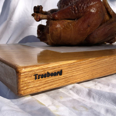Large oak cutting board with juice grooves