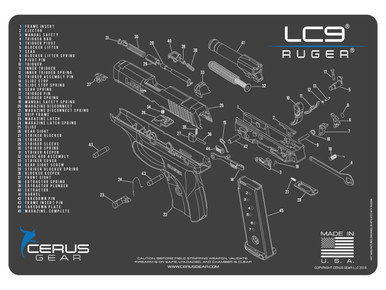 Cerus Gear Pistol Mat for Ruger LC9 Schematic Promat Grey Blue