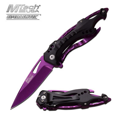 Mtech Skeleton Spring Assisted Knife Purple Blade MT-A705PE