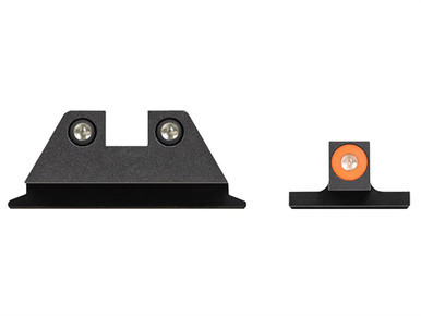 Night Fision Sight Set For Smith & Wesson M&P, SD Series Square Notch With Orange Outline and Green Tritium - Front and Rear Sights
