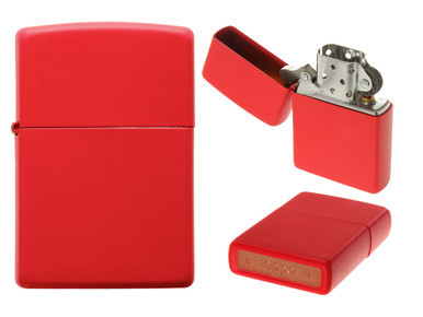 Zippo Matte Red Windproof Lighter - All Angles