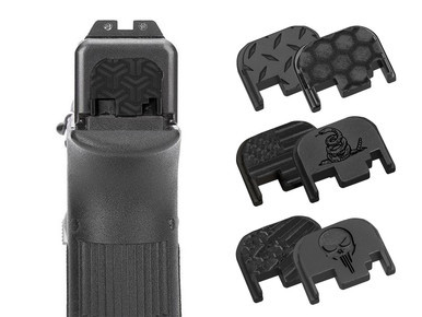NDZ Glock Gen 1-4 Rear Slide Cover Plate with Deep Laser Engraving in Black - Multiple Variations