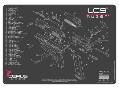 Cerus Gear Pistol Mat for Ruger LC9 Schematic Promat Grey Pink
