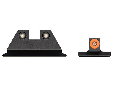 Night Fision Sight Set For Smith & Wesson M&P Shield Series Square Notch With Orange Outline and Green Tritium - Sight Set
