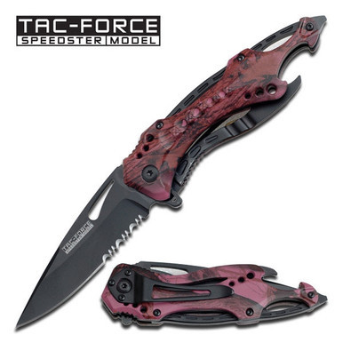 TAC-FORCE TF-705PC Skeleton 3.25" Spring Assisted Folding Pocket Knife Pink Camo Black Blade