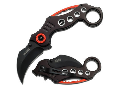 TAC-FORCE TF-578BK Karamabit 2.5" Spring Assisted Pocket Knife Black Red