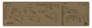 Cerus Gear Gun Mat for AR-15 & 1911 Combo Schematic Magnum Promat Coyote Brown
