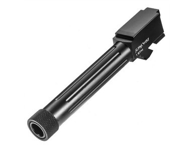 Lone Wolf Alphawolf Barrel for Glock 19 Gen 1-5 9mm, Threaded - Angled View Front