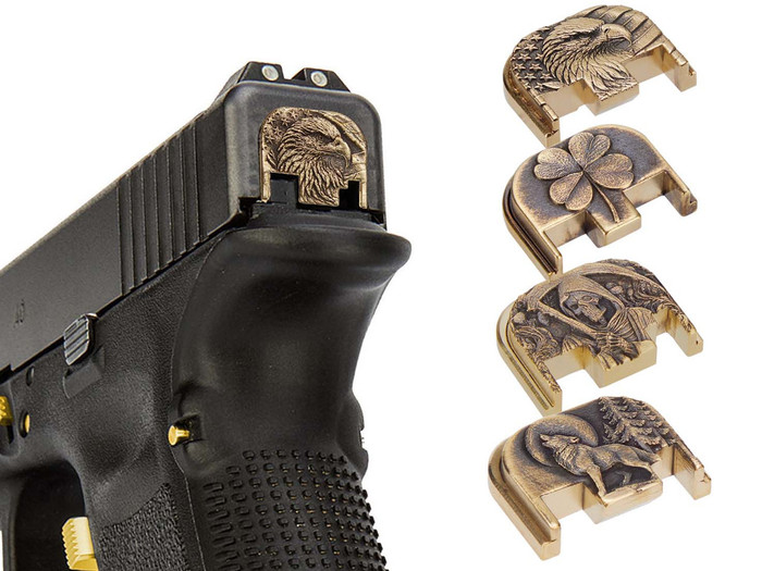 NDZ Glock 3D Design Rear Slide Cover Plates Solid Brass - Main Image