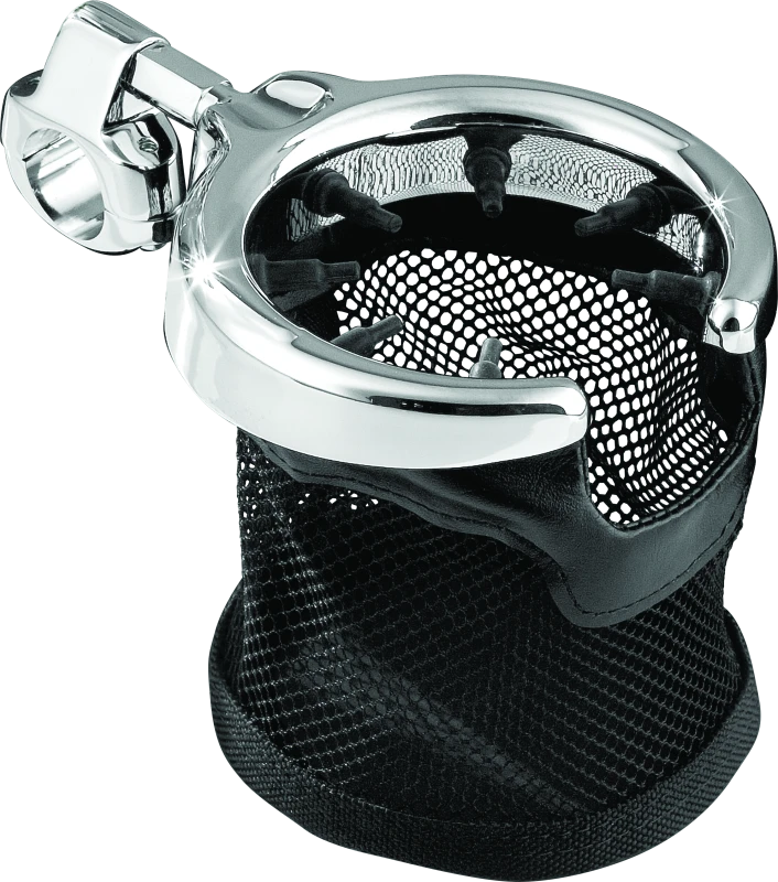 Kuryakyn Drink Holder with Mesh Basket 1 inch Clamp Chrome - 1422