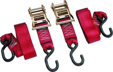 BikeMaster 2x84in Ratchet Tiedown Pair - Red - 100577