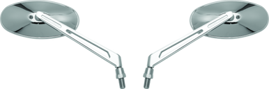 BikeMaster Oval Mirror Machined Arm w/10mm/Yam 10mm/HD Adapters - Pair - Chrome - 600806