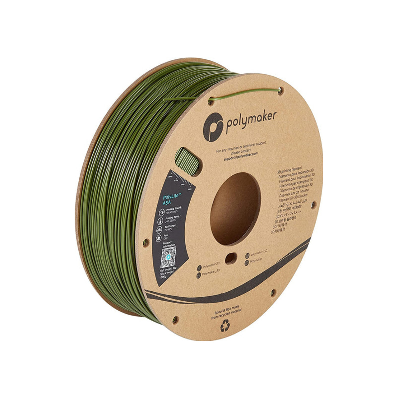 Polymaker 1.75mm PolyLite ASA Filament (1kg, Army Green)
