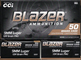 500 Rounds Blazer Brass 5201 Target 9mm Luger 124gr FMJ Made in USA!
