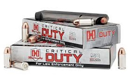 500 Round Factory Sealed Case Hornady 90225 Critical DUTY - 9mm Luger +P 135 Grain FlexLock in 50 round LE boxes - FBI