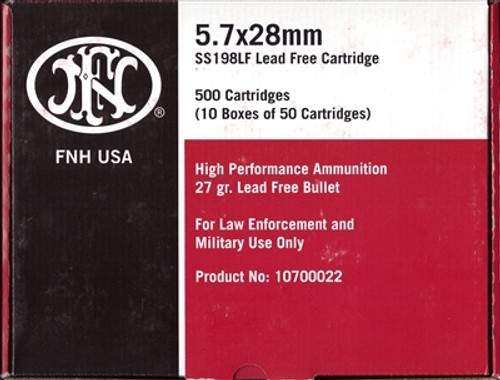FNH SS198LF - 2000 Rounds FNH USA 5.7x28mm 27 gr. Jacketed Hollow Point - FREE SHIPPING AND INSURANCE!