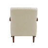 Modern Style Accent Chair Beige Leather Upholstered Tufted Detail Walnut Finish Wood Furniture 1pc