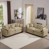 Modern Fabric Living Room Sofa Two Piece Set, Two 2-Seater Sofas with 8 Cushion Upholstery Large Deep Seat Recliner, Tan Corduroy Fabric #1