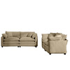 Modern Fabric Living Room Sofa Two Piece Set, Two 2-Seater Sofas with 8 Cushion Upholstery Large Deep Seat Recliner, Tan Corduroy Fabric #1