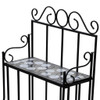 Plant Stand Display Black White Mosaic Pattern