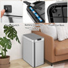 13.2 Gal Stainless Steel Frame Slim Kitchen Trash Can with Wing Lids