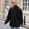 Women's denim jacket long sleeved fashionable button denim jacket with pockets #1