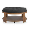 Wire-brushed Finish Natural Tone/Dark Gray 1pc Ottoman Transitional Style Deep Button Linen Like Tufted Seat Open Bottom Shelf Living Room
