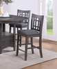 Set of 2pc High Chairs Dining Room Furniture Gray Solid wood Counter Height Chairs Upholstered Cushioned Open Square Design Back