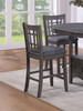Set of 2pc High Chairs Dining Room Furniture Gray Solid wood Counter Height Chairs Upholstered Cushioned Open Square Design Back